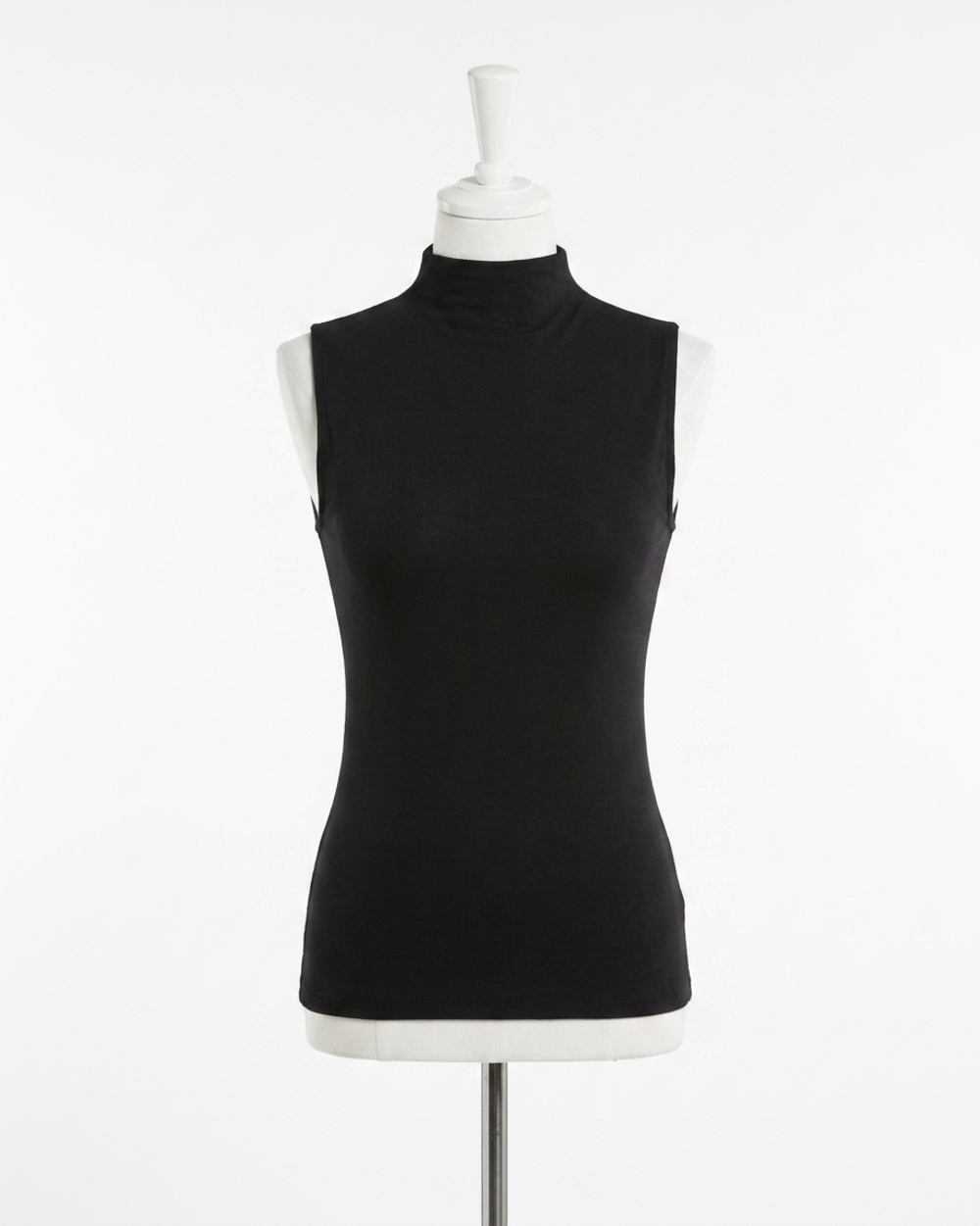 NEW ENZA COSTA silk knit rib sleeveless mockneck top in black